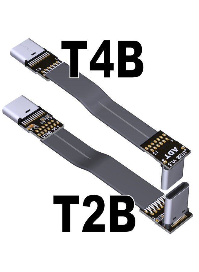 USB3.1 Flat Data Soft Row Extension Cable C Revolution C Female Type-c Angle 90 Degree ADTgen2x1 10G-Color:T2b-t4b 13p-others